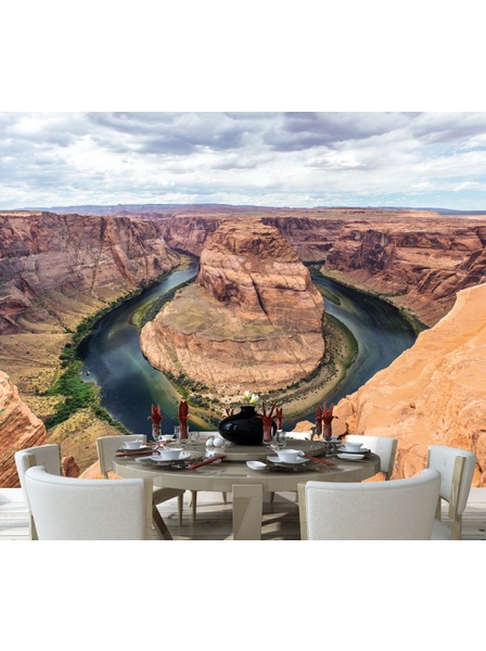 Rote Felsen mit Fluss- Fototapete - Fototapete in individueller Größe