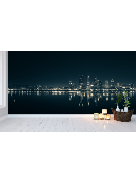 Skyline mit Wasser - Fototapete - Fototapete in individueller Größe