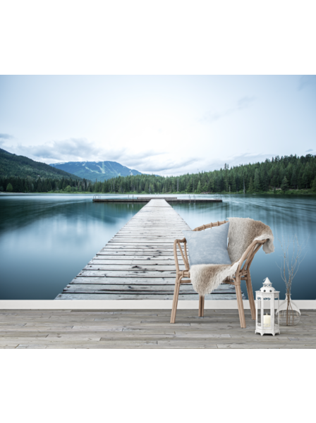 Steg am Bergsee - Fototapete - Fototapete in individueller Größe