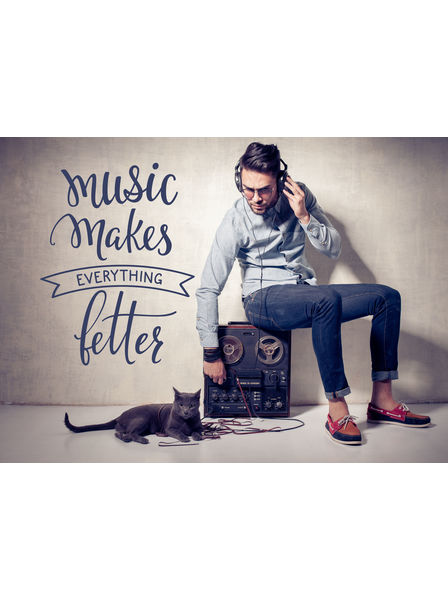 Music makes better - Wandtattoo in Wunschfarbe & individueller Größe